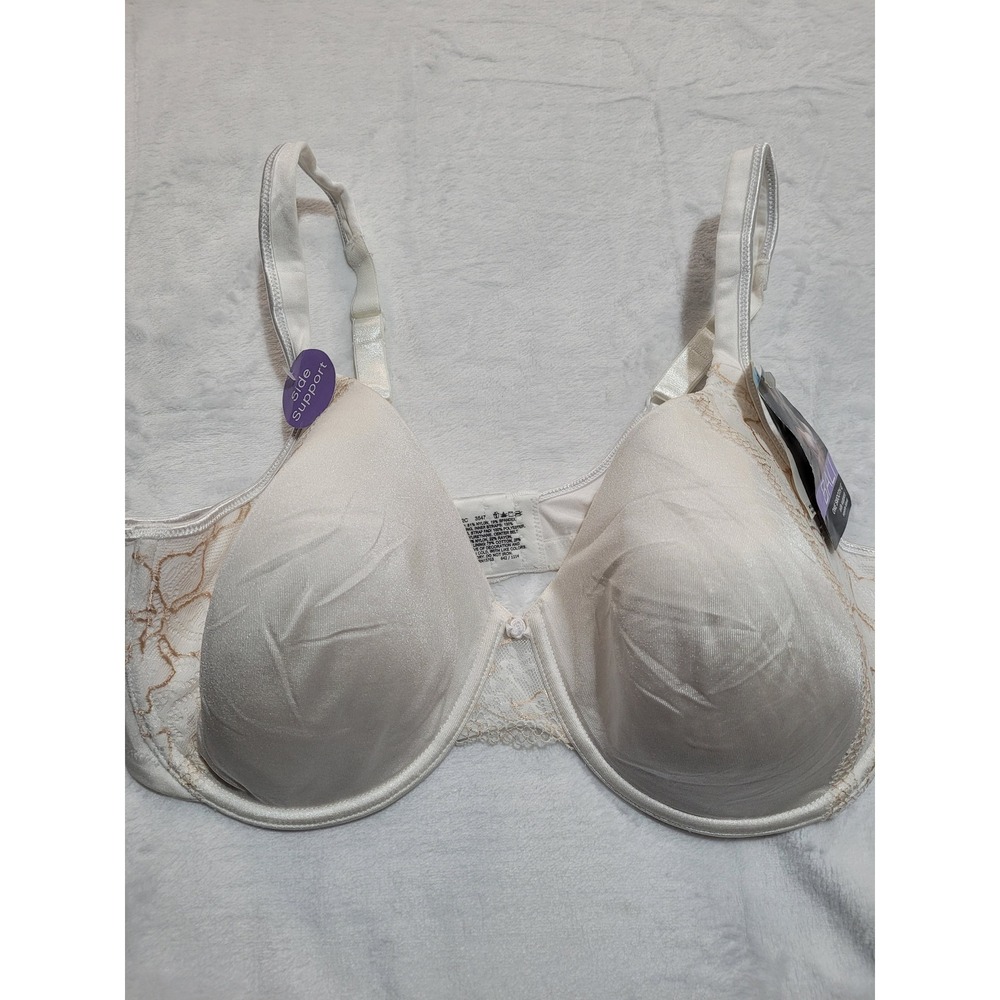 NWT Bali One Smooth U Side Support Bra Womens 42C White Underwire 3547 Full Cup